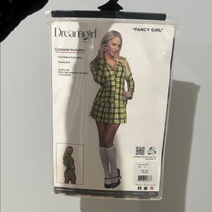 Dreamgirl Fancy Girl XL NWT Clueless Cher Yellow and Black Plaid Costume 2 piece